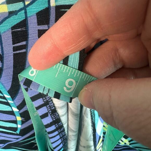 Talbots women's tropical sleeveless midi dress blue Green pockets costal grandma - Picture 8 of 15